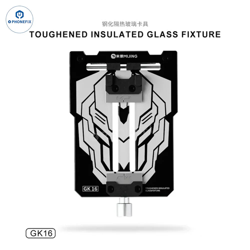 MiJing GK11-19 motherboard repair fixture with insulated glass, PCB separating fixture for phone repair, sturdy and precise.