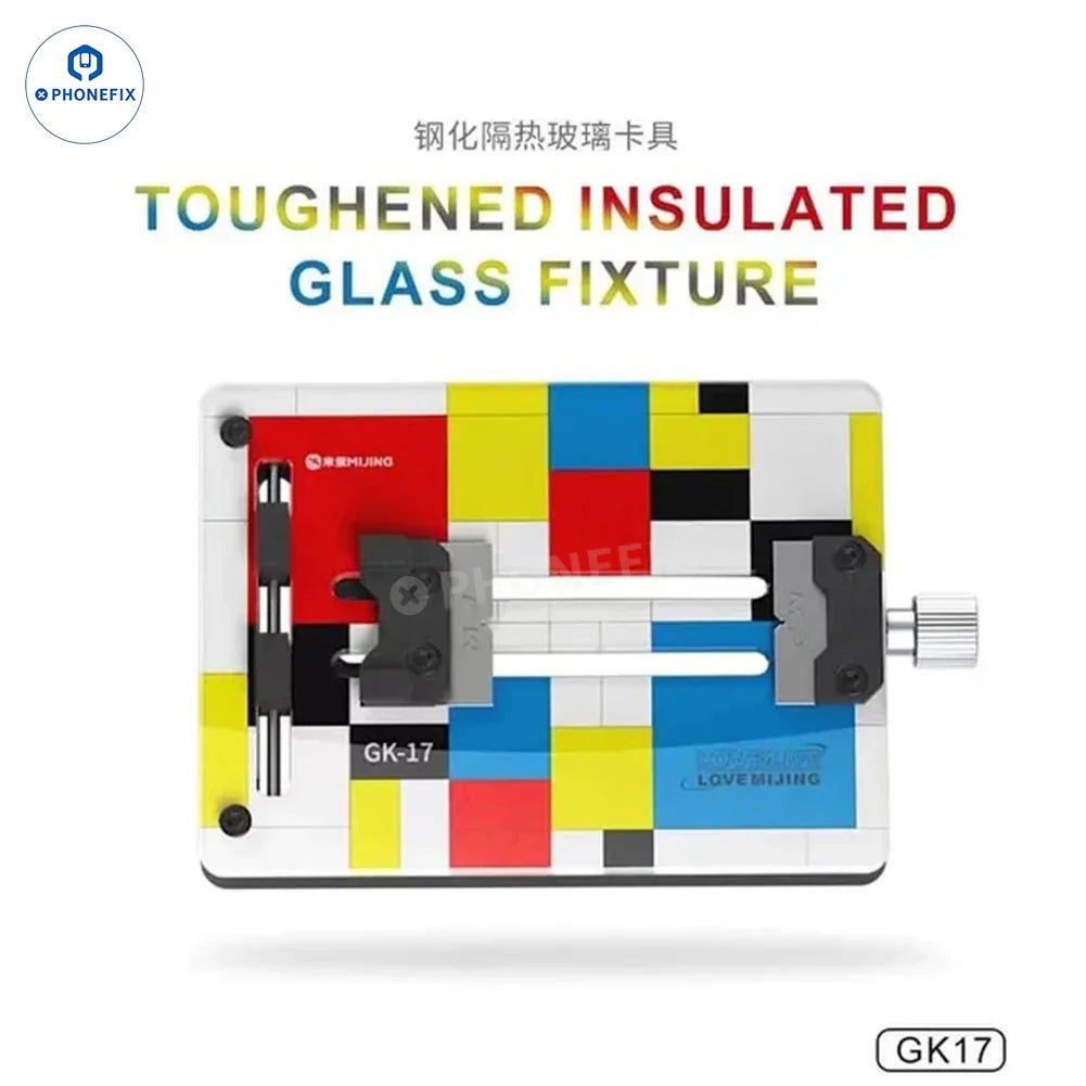 MiJing GK11-19 motherboard repair fixture with insulated glass, used for PCB separation and repair by PHONEFIX.
