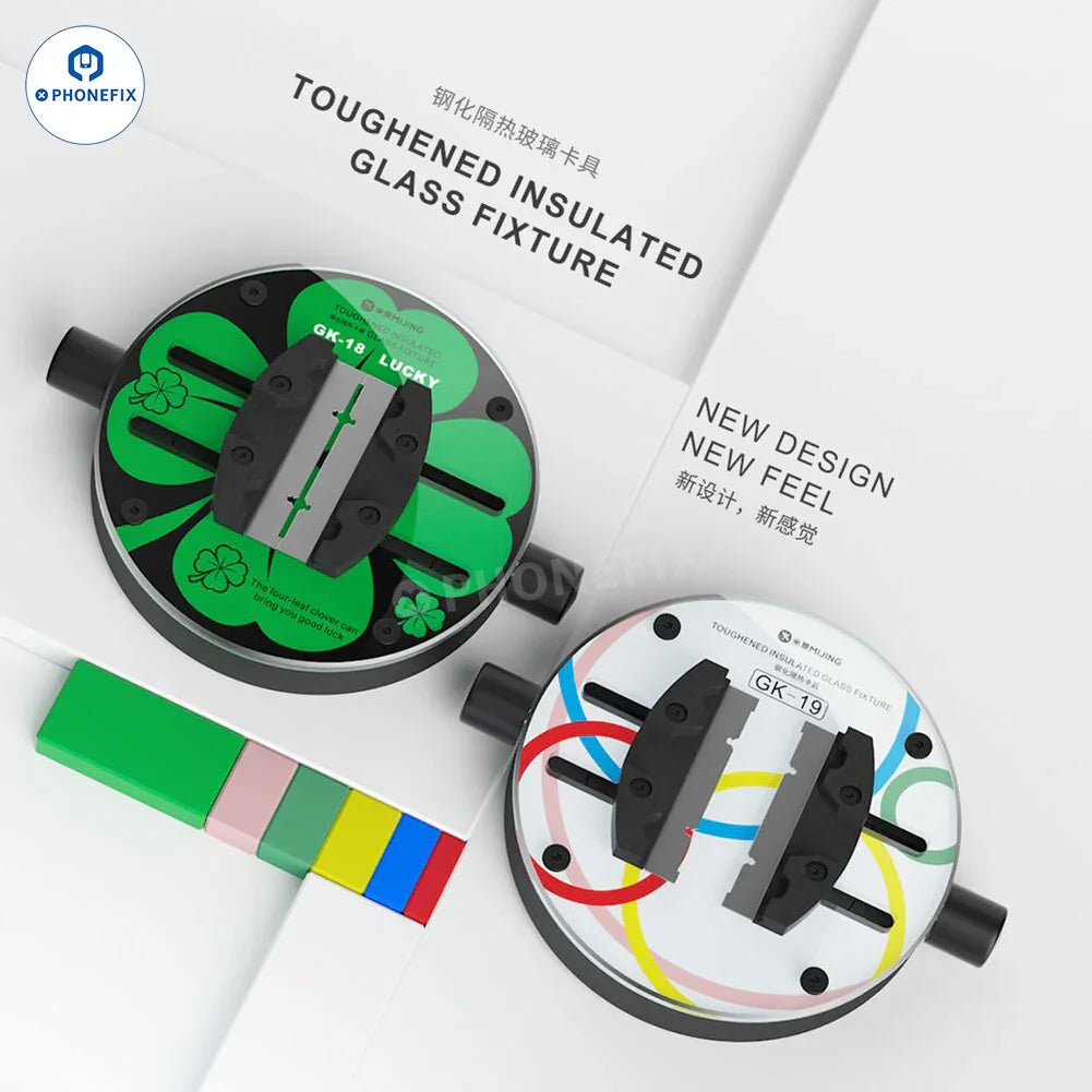 MiJing GK11-19 motherboard repair fixture with insulated glass for PCB separation, designed by PHONEFIX for precise repairs.