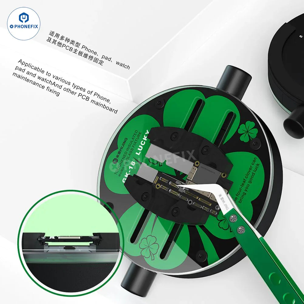 MiJing GK11-19 motherboard repair fixture with insulated glass, PCB separating fixture by PHONEFIX for electronic repairs