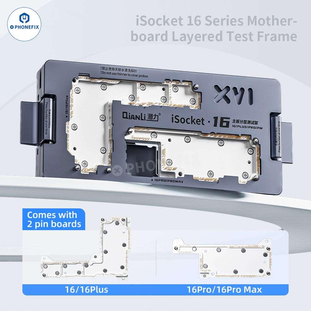 QianLi iSocket iPhone 16 Series PCB separating fixture for layered motherboard testing, designed by PHONEFIX.