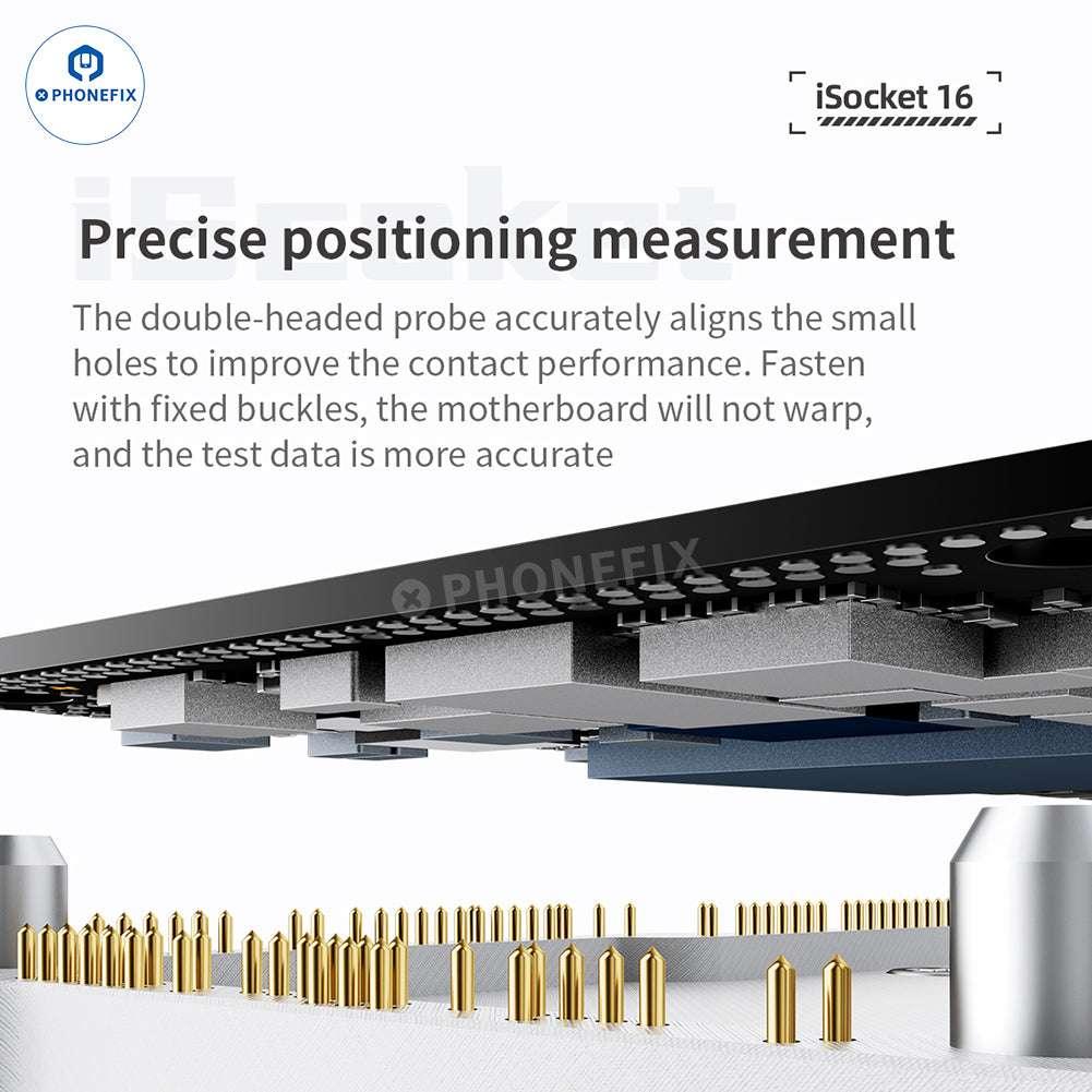 QianLi iSocket iPhone 16 Series 4-in-1 motherboard layered test fixture for PCB separation, used by PHONEFIX.