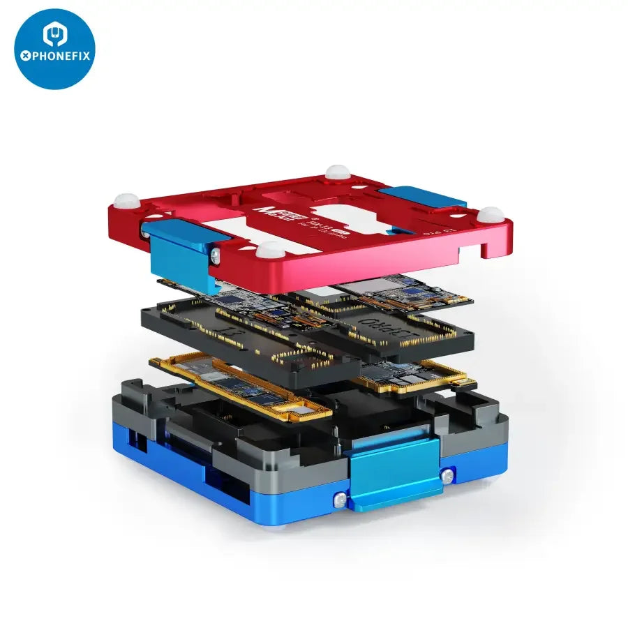 MaAnt M13 motherboard layered test fixture for iPhone 13 Pro Max, a PCB separating fixture used for phone repair testing.