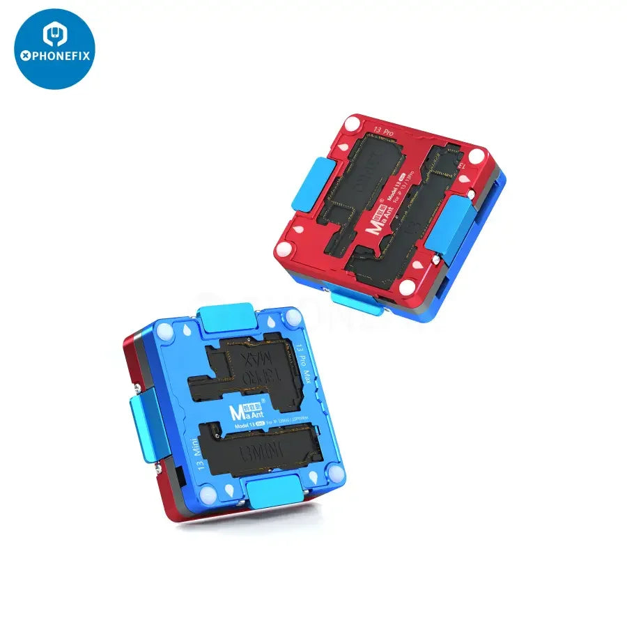 MaAnt M13 motherboard layered test fixture for iPhone 13 Pro Max, a PCB separating fixture used for phone repair testing.