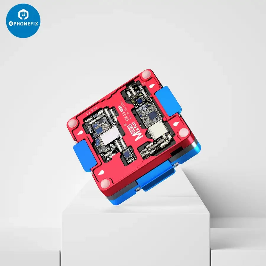MaAnt M13 motherboard layered test fixture for iPhone 13 Pro Max, PCB separating fixture used in device repair and testing.