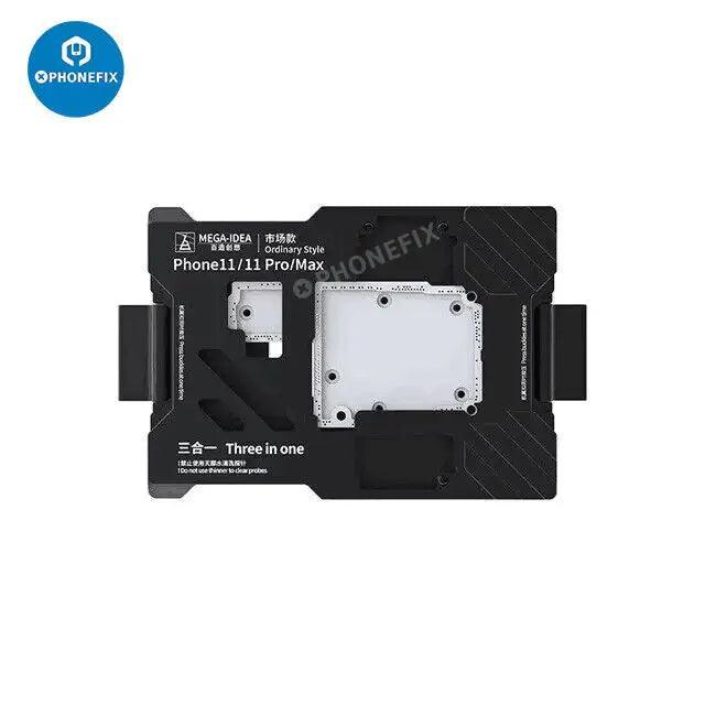 PhoneFix MEGA-IDEA motherboard test fixture for iPhone X to 14 Pro Max, PCB separating fixture for phone repair.