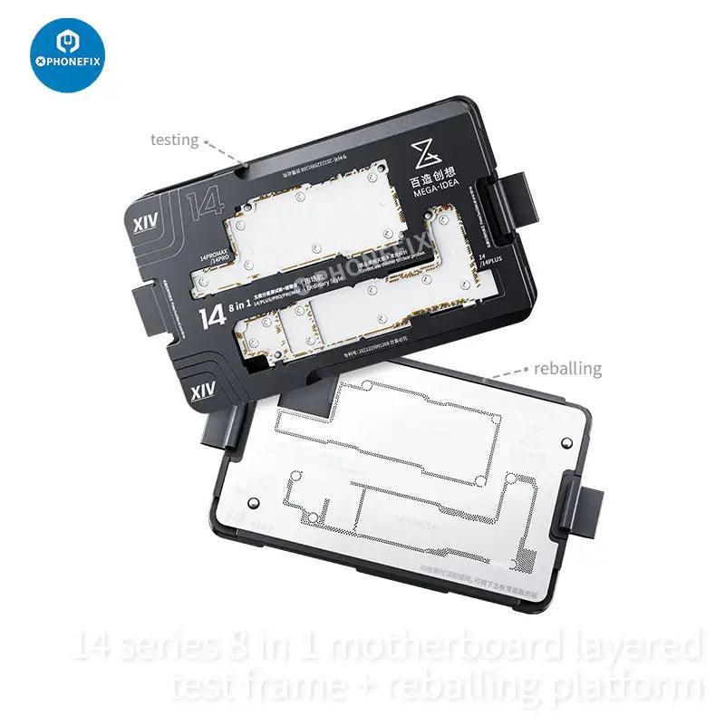 MEGA-IDEA motherboard test fixture for iPhone X and 14 Pro Max, a PCB separating fixture used for phone repair and diagnostics
