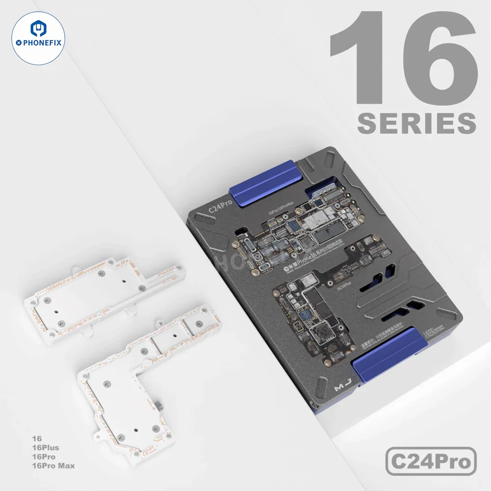 MIJING C24Pro iPhone 16 Series middle layer test fixture for PCB separation by PHONEFIX, shown in the image.