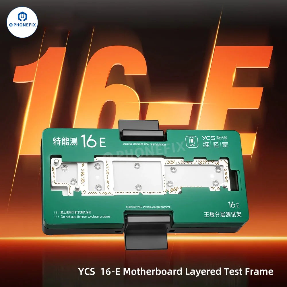 YCS iSocket motherboard layered test fixture for iPhone X-16 series, used for PCB separation and testing by PHONEFIX.