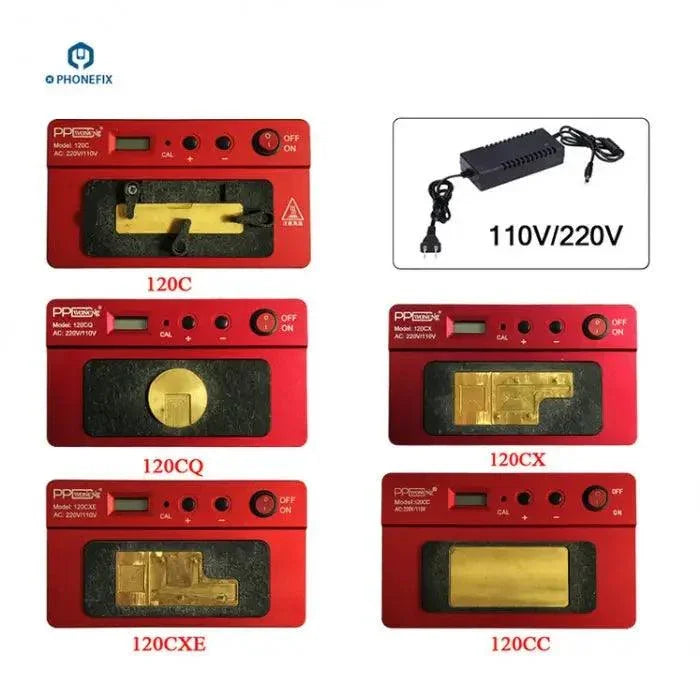 PhoneFix PPD120 pre-heating platform for iPhone motherboard de-soldering, used for PCB soldering and repair.