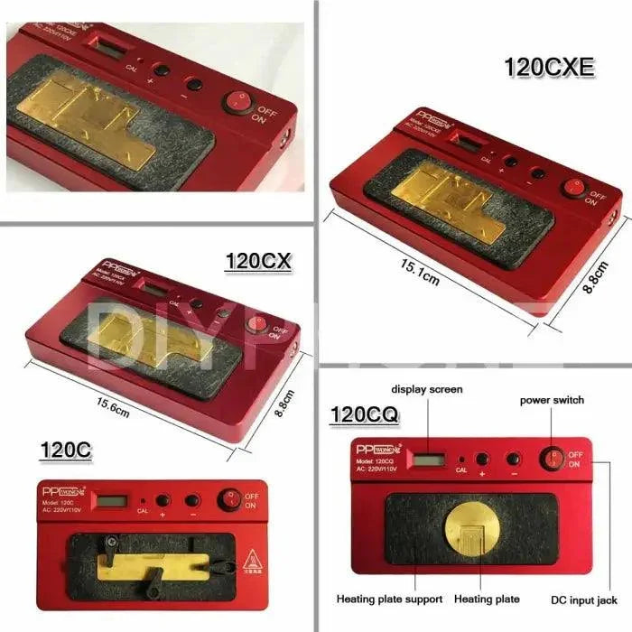 PhoneFix PPD120 pre-heating platform for iPhone motherboard de-soldering, PCB soldering tool with digital temperature control.