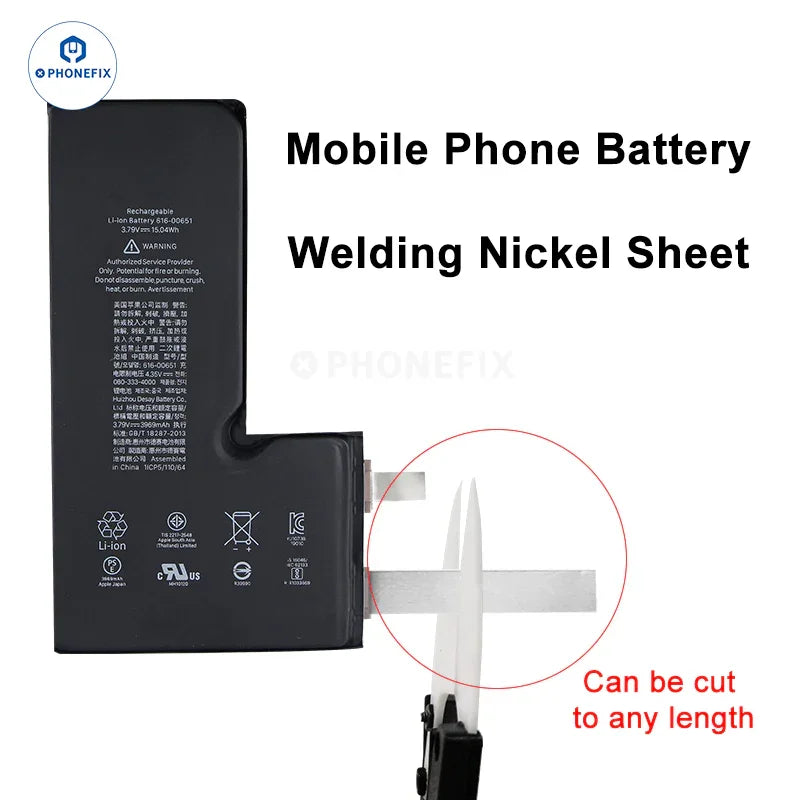PHONEFIX 18650 nickel strip for phone battery spot welding, PCB soldering connector sheet used in battery repair and assembly.