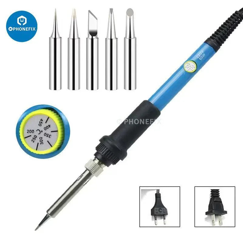 PHONEFIX 936 PCB Soldering Iron with heating scraper for UV glue removal, 60W, 110V, versatile soldering and desoldering tool