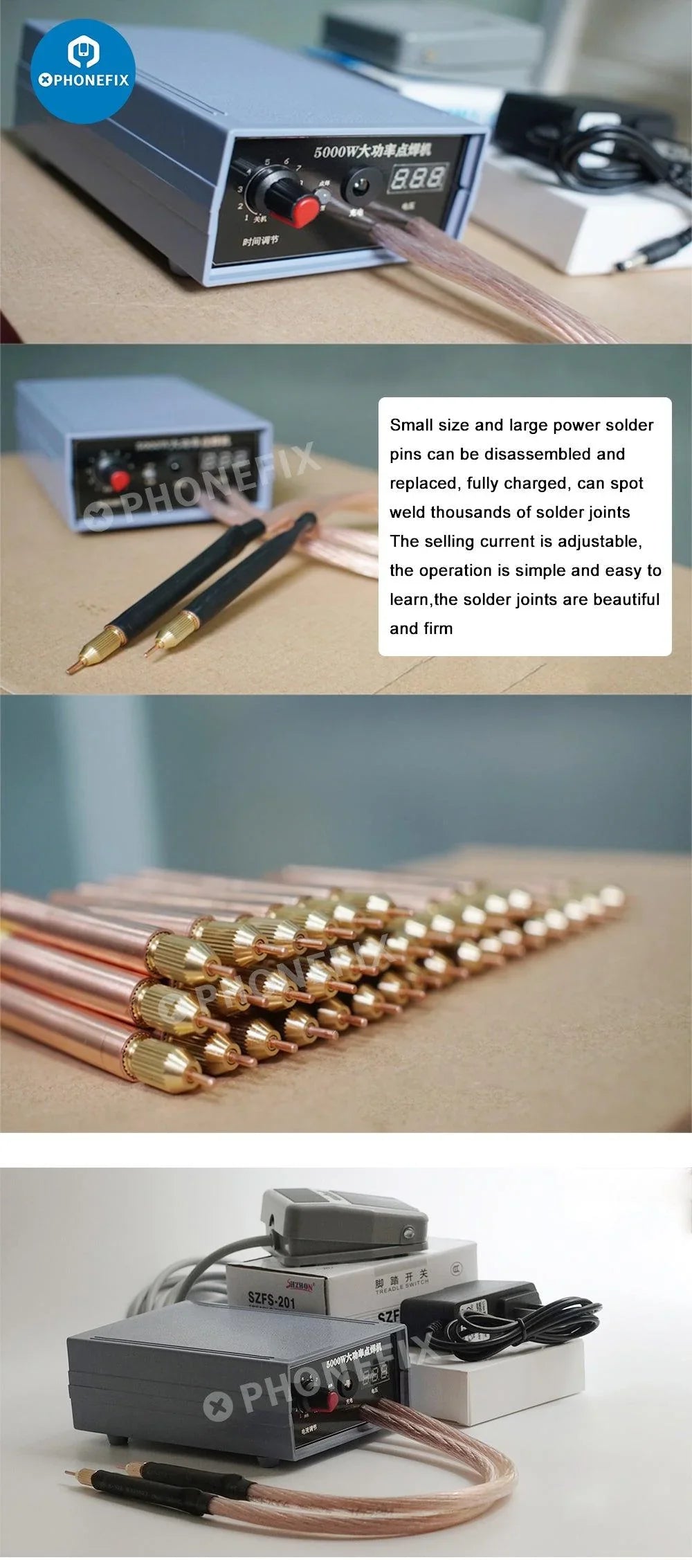 DH20Pro portable spot soldering machine with quick release pen, compact PCB soldering tool from PHONEFIX.