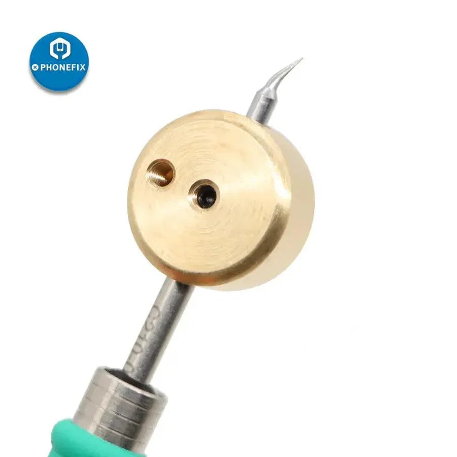Small copper pre-heating mini head for JBC C210 and C245 soldering iron tips, used for precise PCB soldering by PHONEFIX.