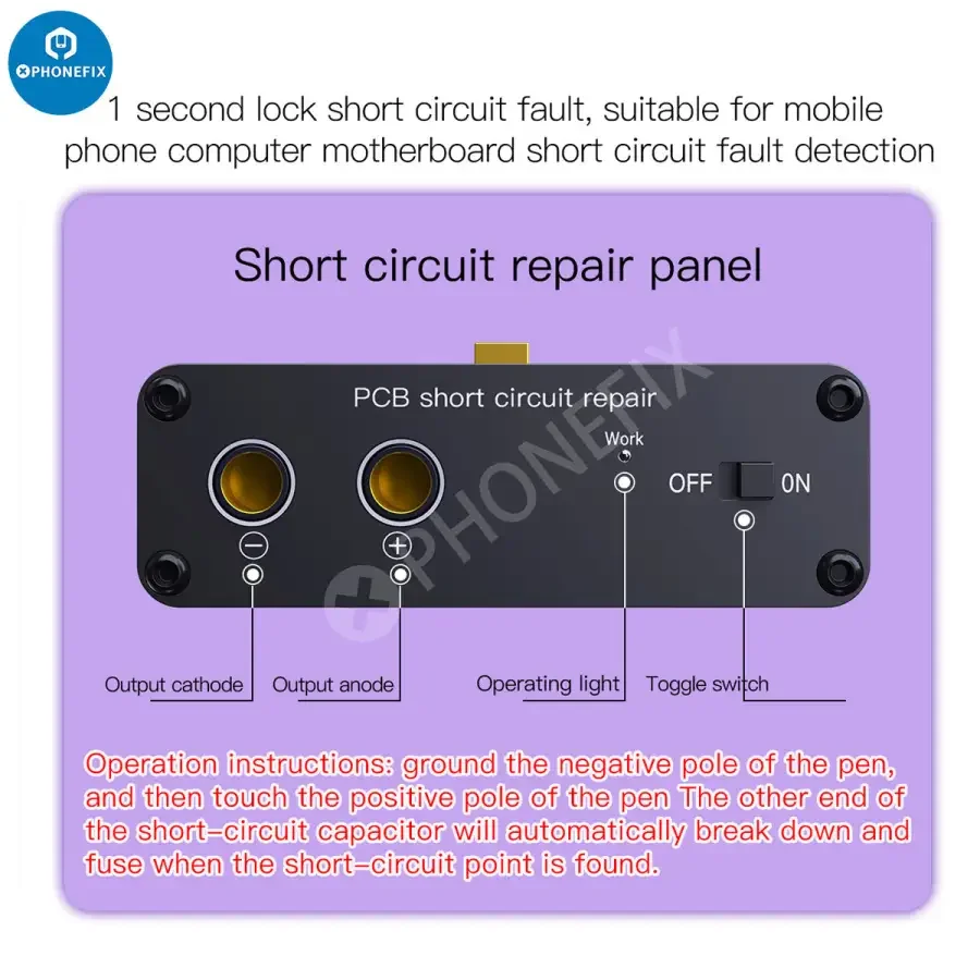 I2C DL-03S Mini Spot Welder Machine by PHONEFIX for battery short circuit repair, used for PCB soldering and electronics work.