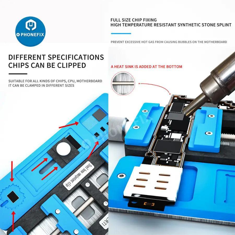 MaAnt-T1 universal PCB holder and circuit board soldering fixture for motherboard repair, designed by PHONEFIX.