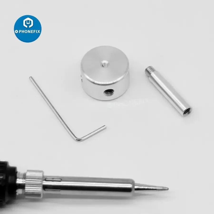 PhoneFix mini ironing table for PCB soldering, small heater platform for 936 soldering tip, used in soldering tools and electronics repair.