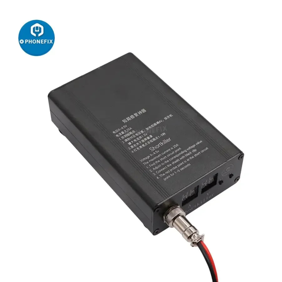 Phonefix Shortkiller Burning Detection Box for mobile short circuit repair, PCB soldering tool for motherboard troubleshooting.