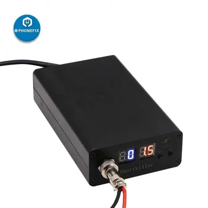 Phonefix Fonekong Shortkiller Box PCB soldering tool for short circuit testing and burning on electronic circuit boards.