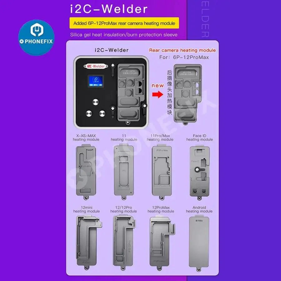PhoneFix i2C-Welder intelligent desoldering platform for iPhone X-14 Pro Max, PCB soldering tool with 7-in-1 functionality.