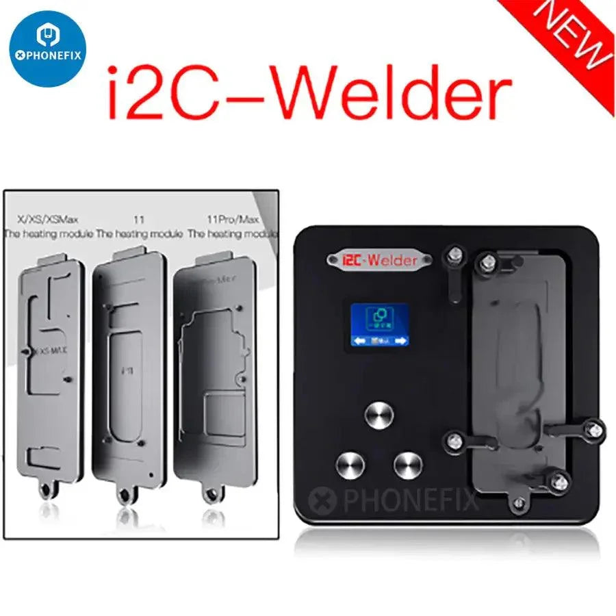 PhoneFix i2C-Welder intelligent desoldering platform for iPhone X-14 Pro Max, PCB soldering tool with multiple functions and 110V power.
