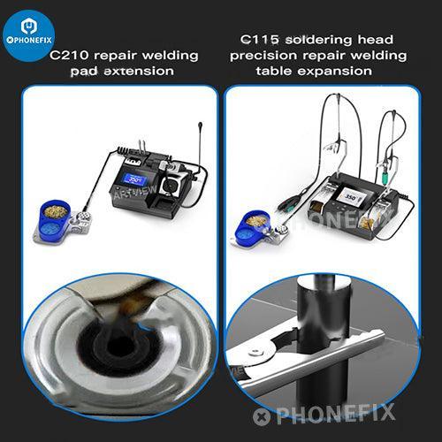 PHONEFIX PCB soldering handle bracket stand for T115, T245, T210 soldering iron tips, tool for holding and supporting soldering irons.