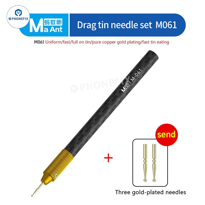 MaAnt M061 Tin Dragging Needle FPC connector with gold plating for PCB soldering, used for precise electronic component connections.