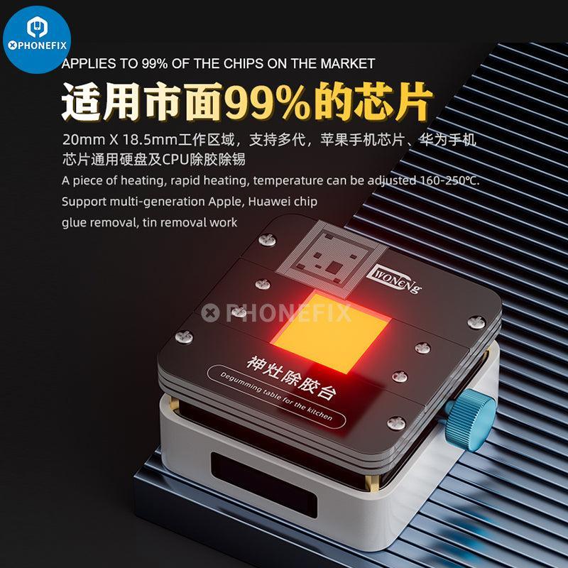 PHONEFIX MEGA-IDEA Hot Stone Preheating Platform for PCB soldering and BGA glue removal, with digital controls and heating surface.