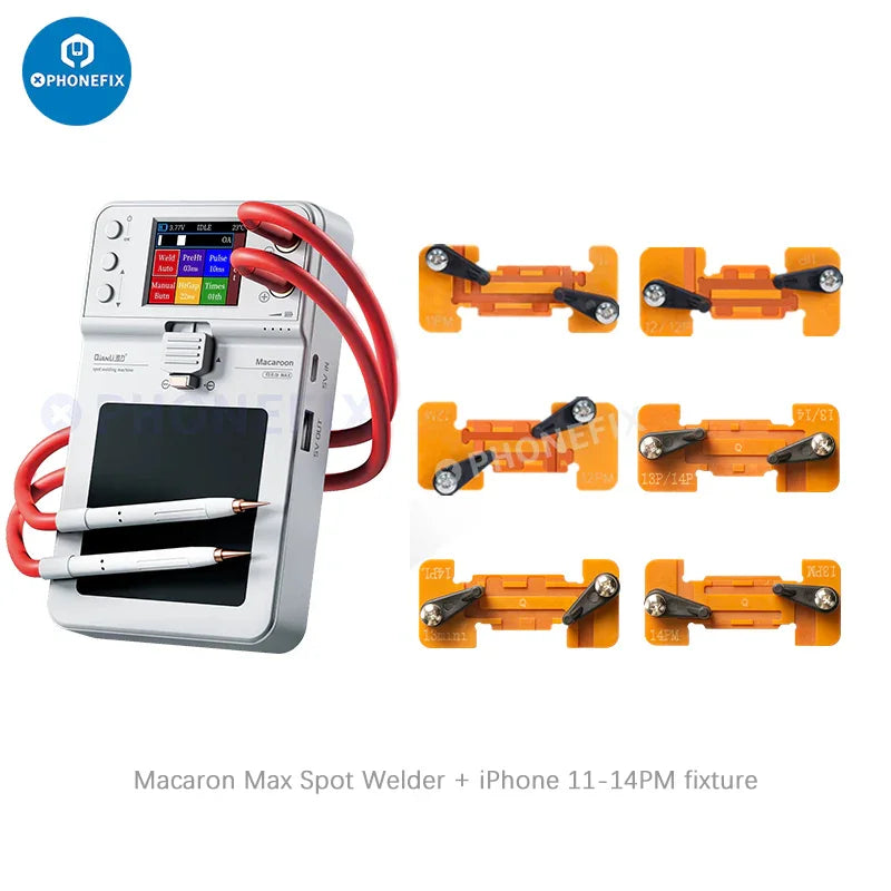 QianLi Macaron 2Gen Spot Welder for iPhone 11-16 Pro Max battery repair, PCB soldering tool by PHONEFIX with compact design