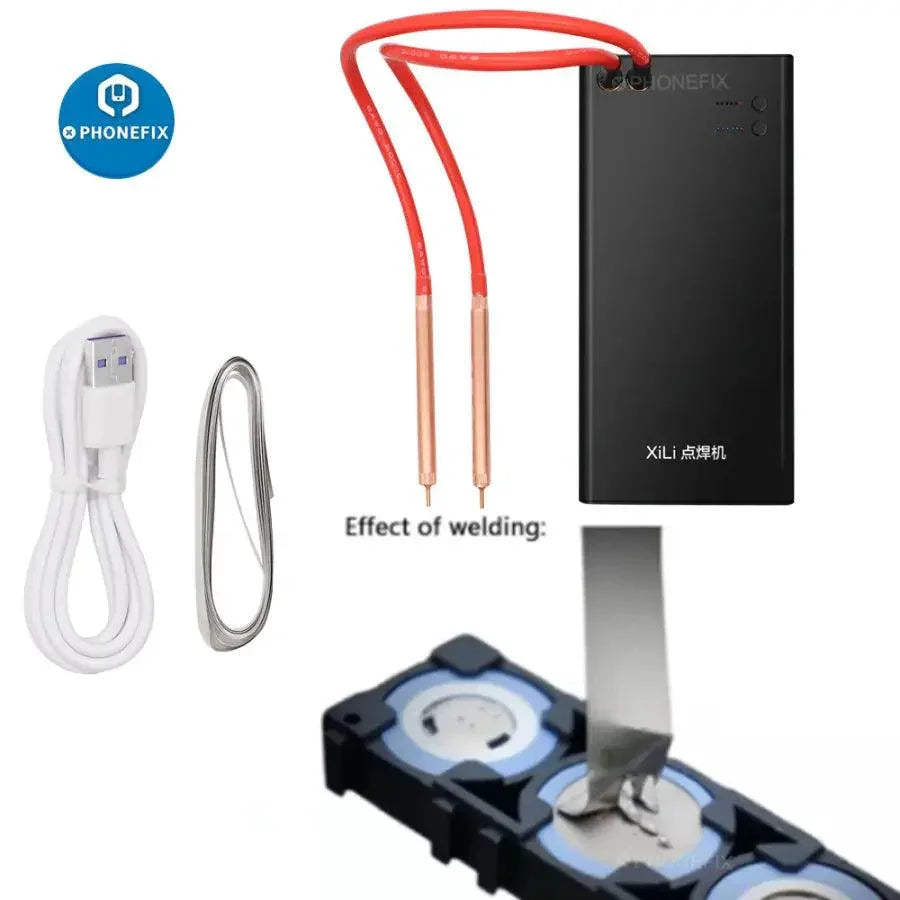 Portable 3GOA Spot Welder 650A by PHONEFIX for DIY battery repair and PCB soldering, compact welding machine with adjustable settings.