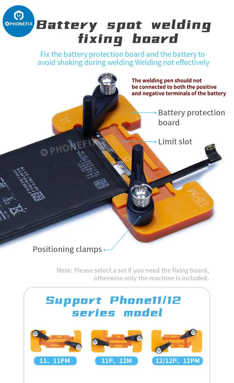 PHONEFIX Macaron Max Spot Welding Machine for iPhone battery repair, PCB soldering tool for iPhone 11, 12, Pro Max models.