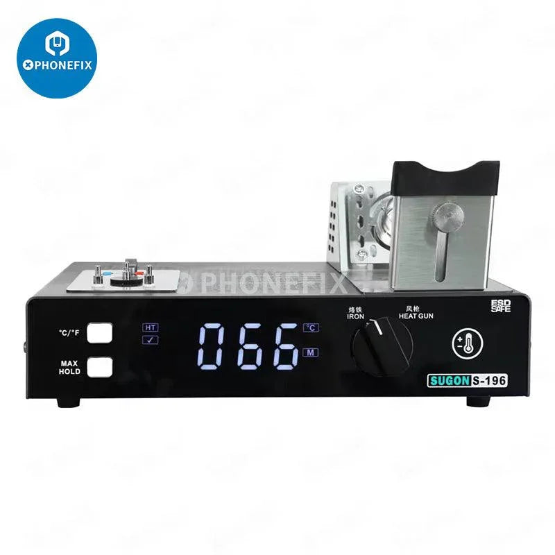 Sugon S-196 temperature tester for hot air soldering station, used for precise PCB soldering and rework by PHONEFIX.