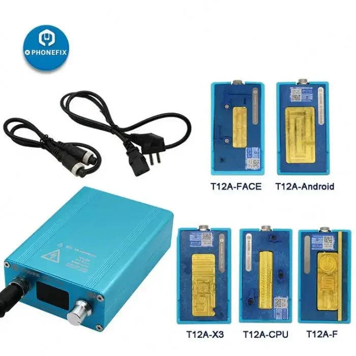 PHONEFIX SS-T12A desoldering pre-heating station for iPhone motherboard, PCB soldering tool with digital controls and heating elements.