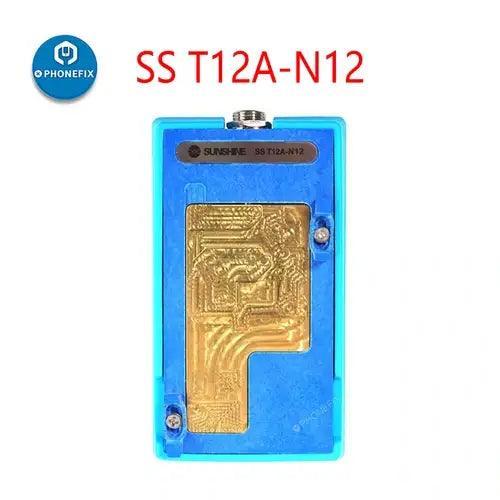 PhoneFix SS-T12A desoldering pre-heating station for iPhone motherboard, PCB soldering tool with digital controls and heating elements.