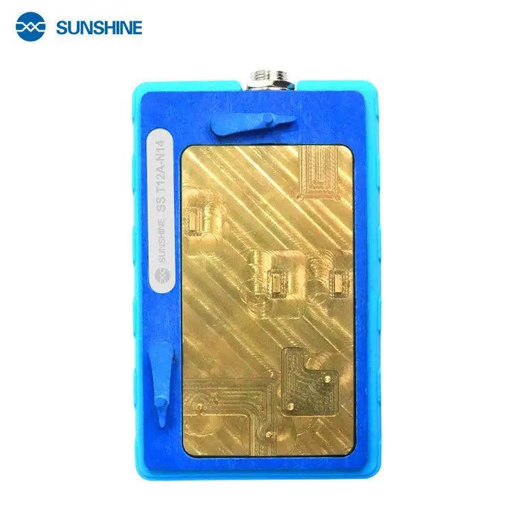 PHONEFIX SS-T12A desoldering pre-heating station for iPhone motherboard, PCB soldering tool with digital controls and heating elements.