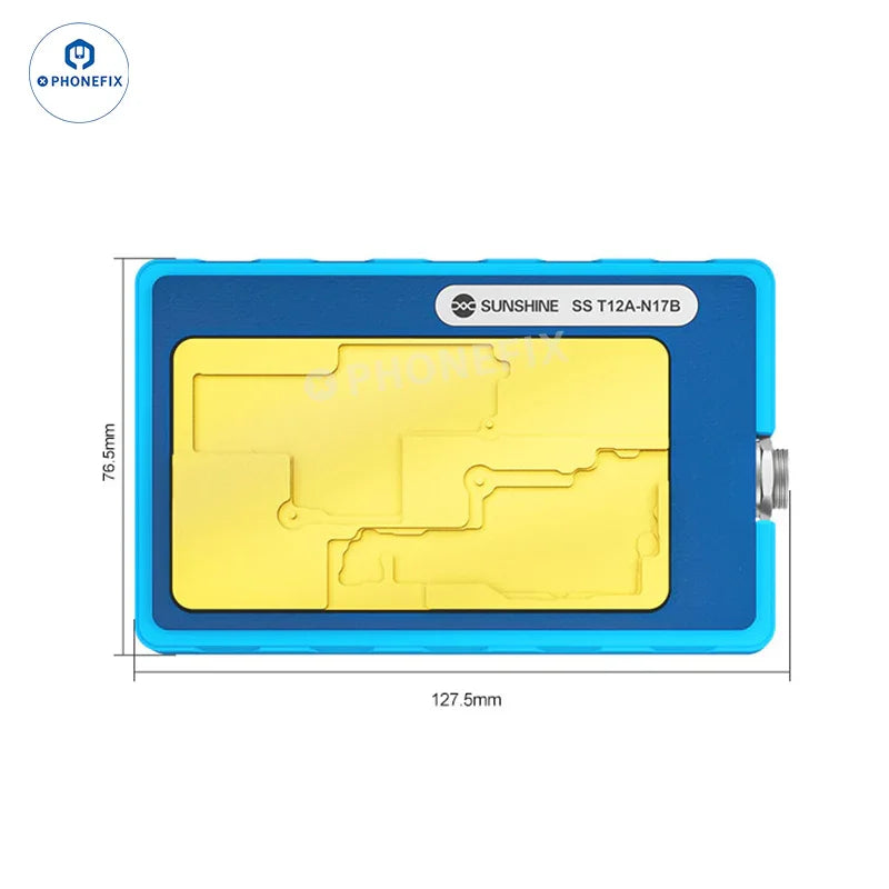 PHONEFIX SS-T12A desoldering pre-heating station for iPhone motherboard, PCB soldering tool with digital controls and heating element.