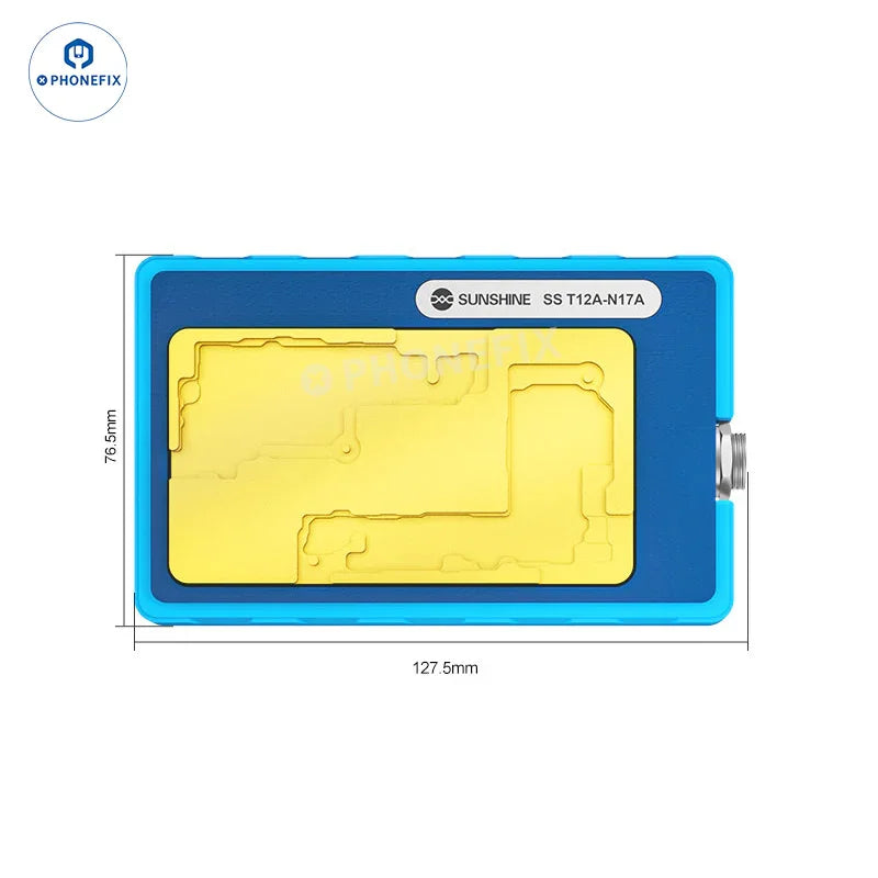 PHONEFIX SS-T12A desoldering pre-heating station for iPhone motherboard, PCB soldering tool with control panel and heating element.