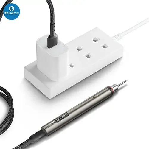 Fer à repasser électrique nano à charge rapide MEGA-IDEA 20W de PHONEFIX pour la réparation de soudure de circuits imprimés, doté d'une conception compacte et d'une pointe de précision.