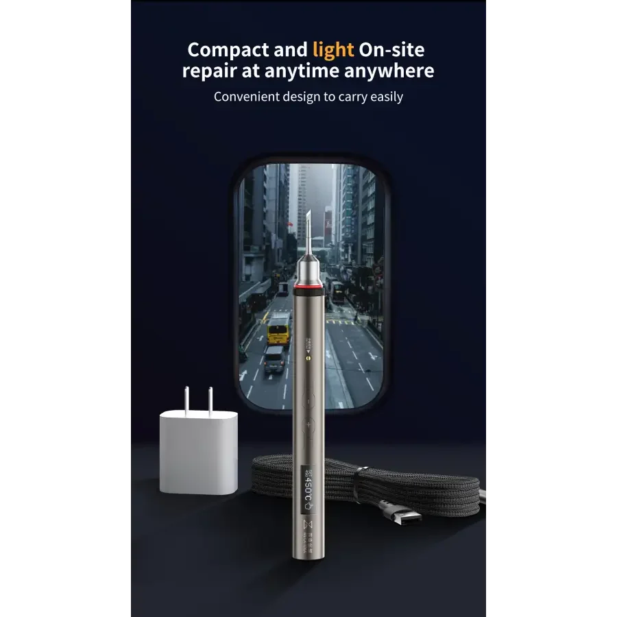 Fer à souder nano électrique MEGA-IDEA 20W à charge rapide pour la réparation et le soudage de circuits imprimés, marque PHONEFIX, outil de soudage compact avec une pointe fine.
