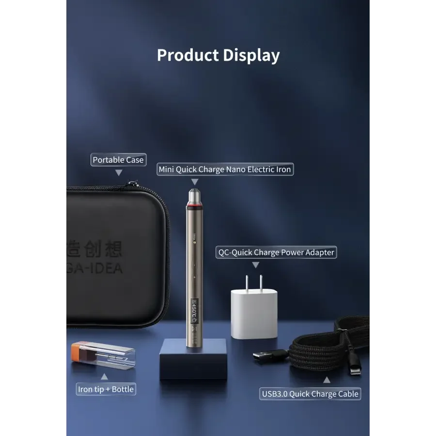 Fer à souder nano électrique MEGA-IDEA 20 W à charge rapide pour la réparation et le soudage de circuits imprimés, marque PhoneFix, outil de soudage compact noir
