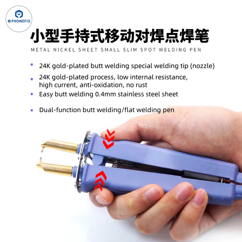 SUNKKO 737G+ dual pulse battery spot welder for PCB soldering, featuring compact design and control panel in the image.