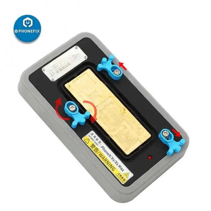 PHONEFIX Qianli 3-in-1 pre-heating desoldering platform for iPhone PCB repair, featuring adjustable temperature controls and multiple functions.