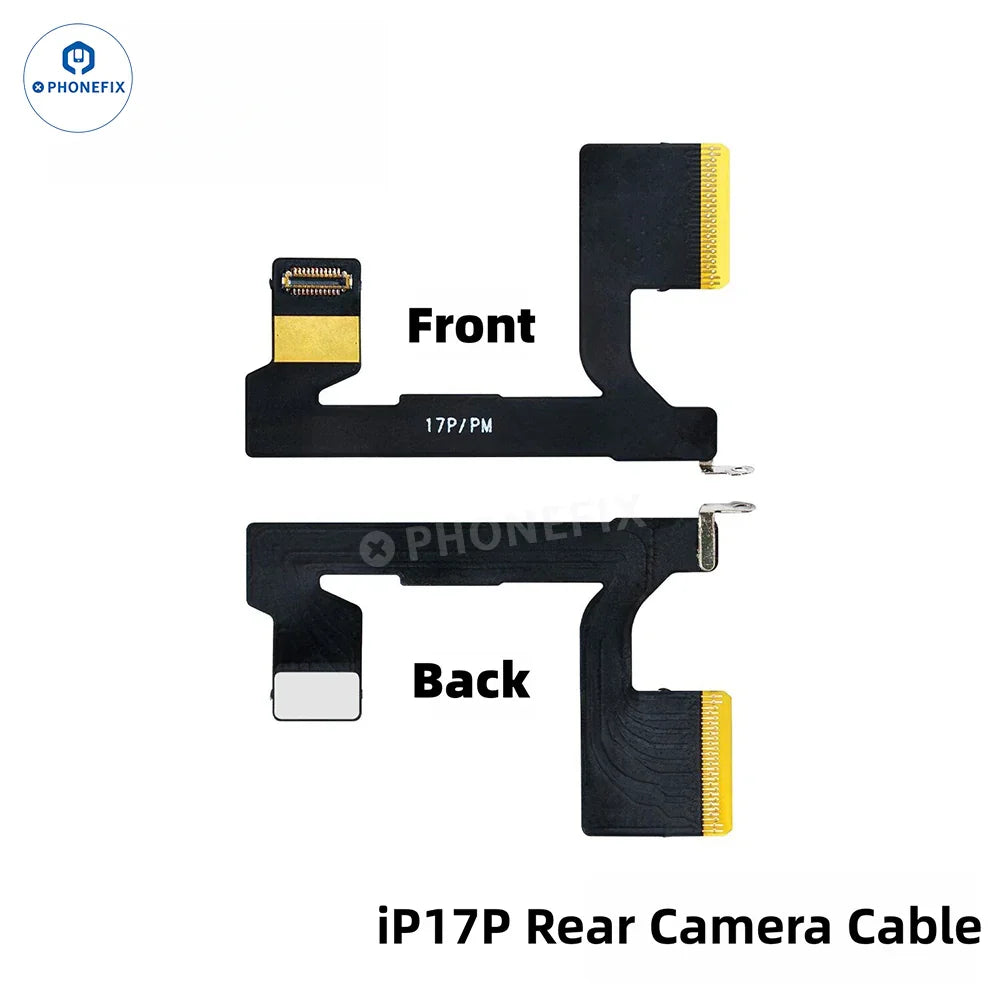 Cable FPC de reparación de la cámara trasera YCS para iPhone 17 Pro Max, componente de teléfono de PHONEFIX, que muestra el cable flexible y el conector.