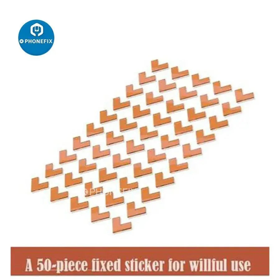 Close-up of a BEST 3D Tin Planting Net Repair Chip Fixing Sticker by PHONEFIX for phone screen repair and protection.