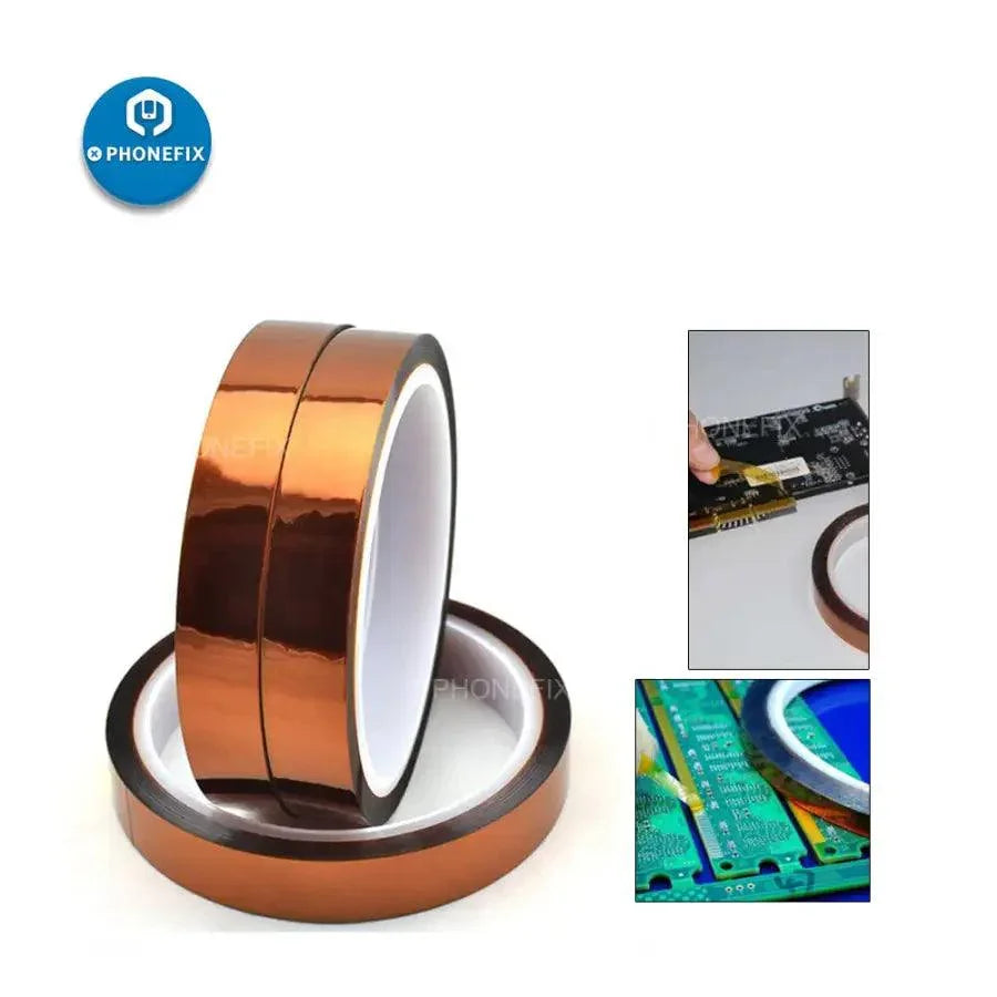 Polyimide heat-resistant adhesive tape for phone BGA soldering from PHONEFIX, 2mm wide, 33m length, flexible and durable for repairs.