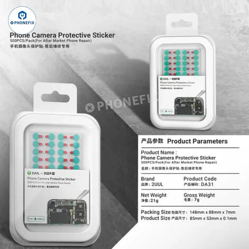 PhoneFIX 2UUL phone camera dot matrix MIC protective stickers in 7mm and 12mm sizes, designed for phone camera and microphone protection.