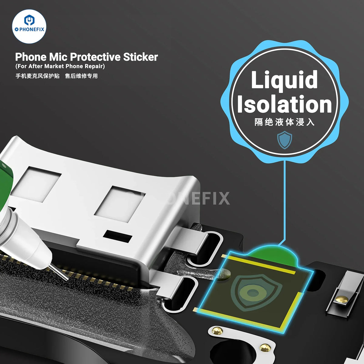 Pack of 1000 PHONEFIX 2UUL Phone Camera Dot Matrix MIC Protective Stickers in 7mm and 12mm sizes for phone repair.