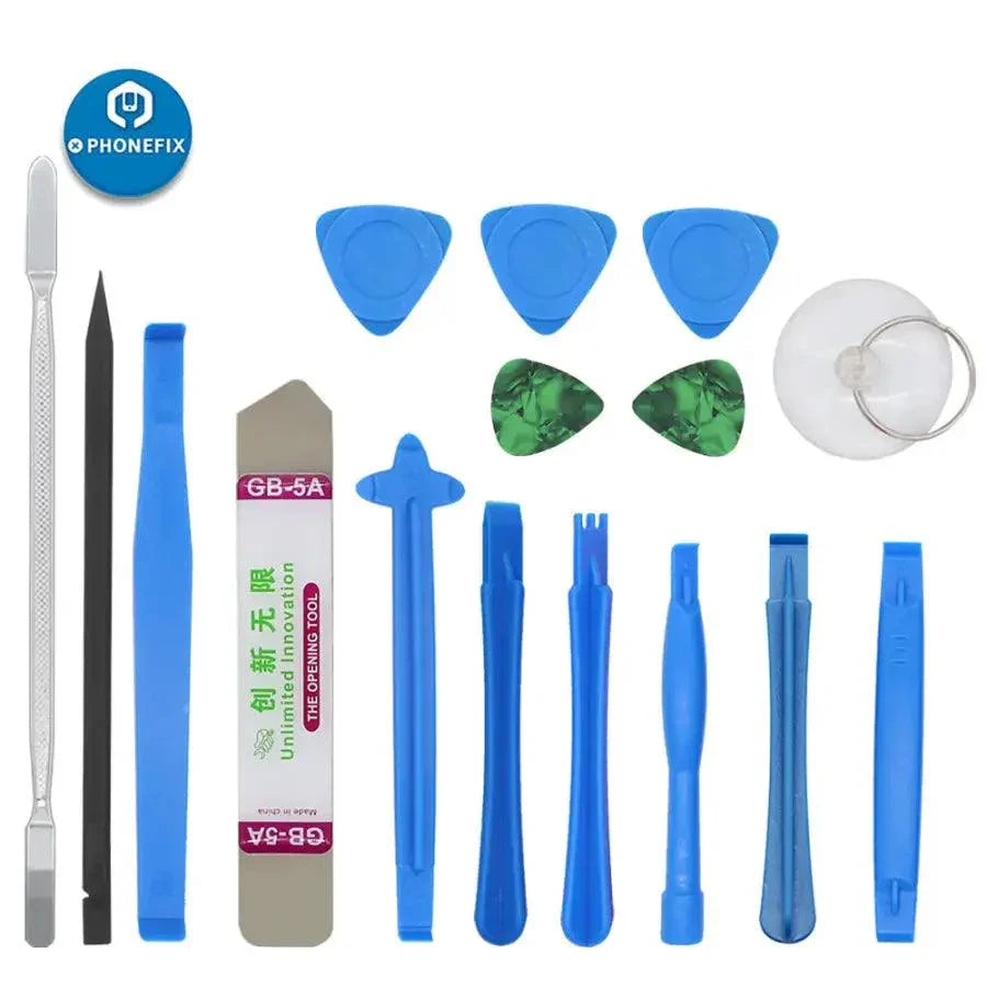 PHONEFIX All-In-1 Pry Opening Repair Kit for phones, includes tools for LCD screen disassembly and device repair.