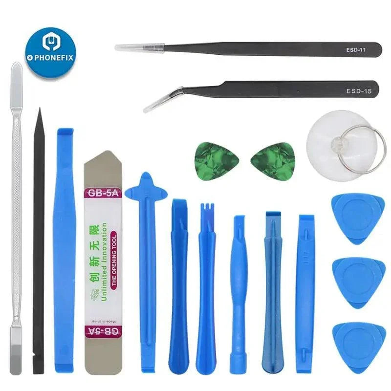 PHONEFIX All-In-1 Pry Opening Repair Kit for phones, includes tools for LCD screen disassembly and phone repair.